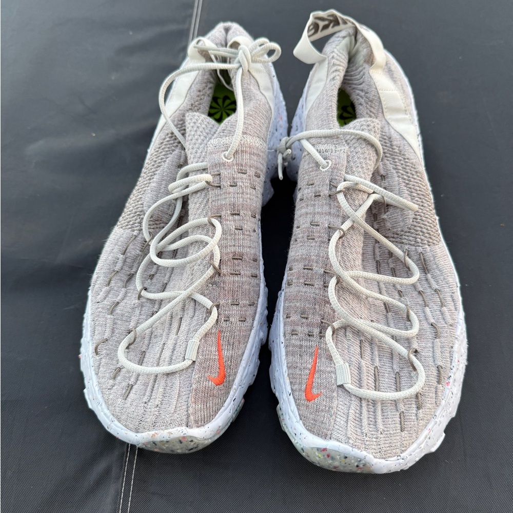Nike Space Hippie Gray Knit Sneakers with Orange Swoosh